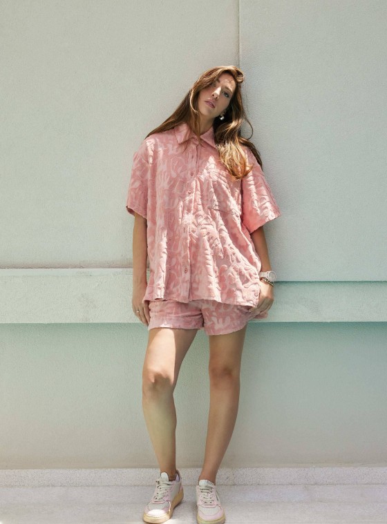 TOWEL BROCADE SHIRT - BLUSH PINK 