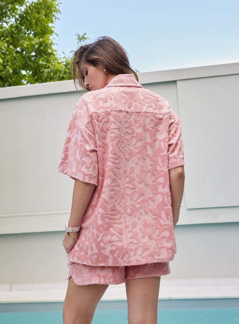 TOWEL BROCADE SHIRT - BLUSH PINK 
