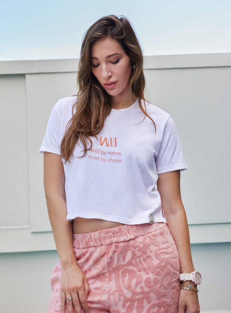 T- SHIRT CROPPED  WILD MUSE - CORAL