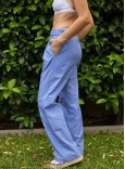 BLUE & WHITE STRIPED LOUNGE PANTS