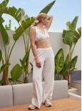 TOWEL WIDE LEG PANTS - OFF WHITE 