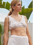 TOWEL V- NECK CROP TOP - OFF WHITE
