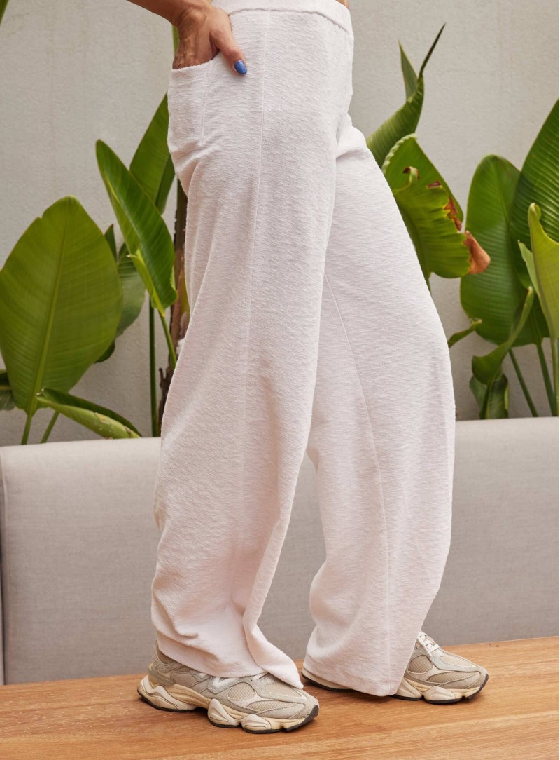 TOWEL WIDE LEG PANTS - OFF WHITE 