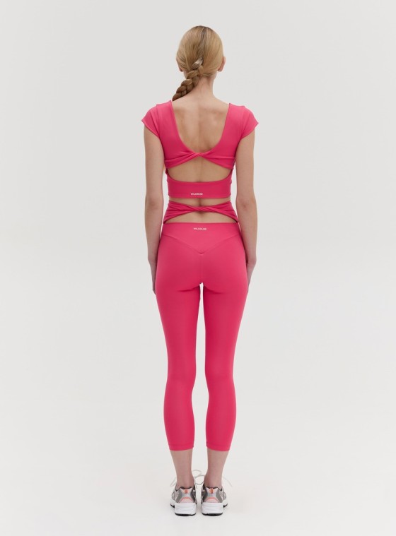 TWIST BACK LEGGINS  - HOT PINK