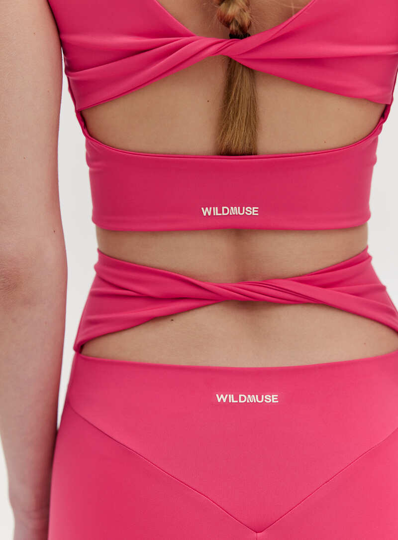 TWIST BACK LEGGINS  - HOT PINK