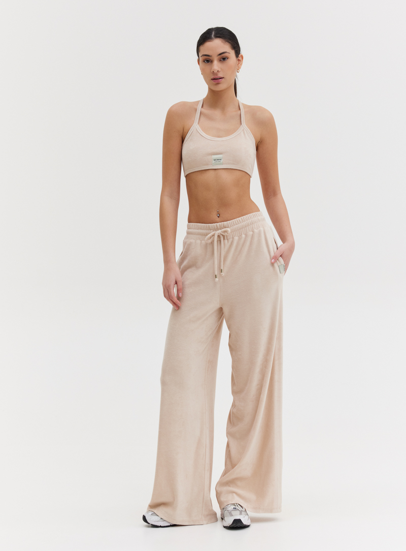 TOWEL WIDE LEG JOGGERS - BEIGE 