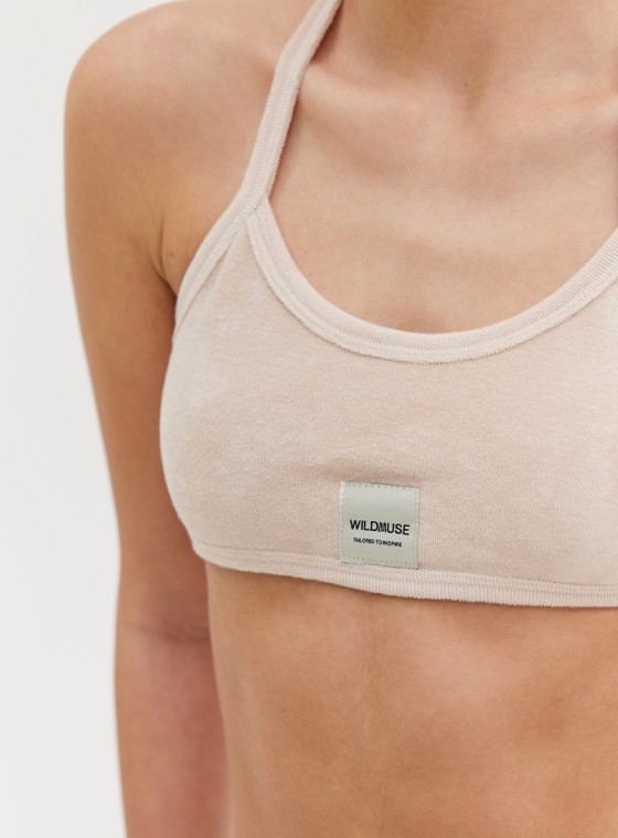 TOWEL CROP TOP - BEIGE 