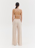 TOWEL WIDE LEG JOGGERS - BEIGE 