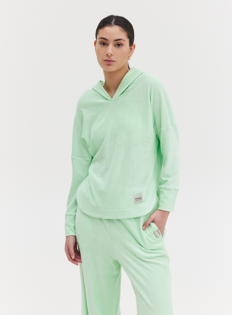 TOWEL V-NECK HOODIE - MINT 