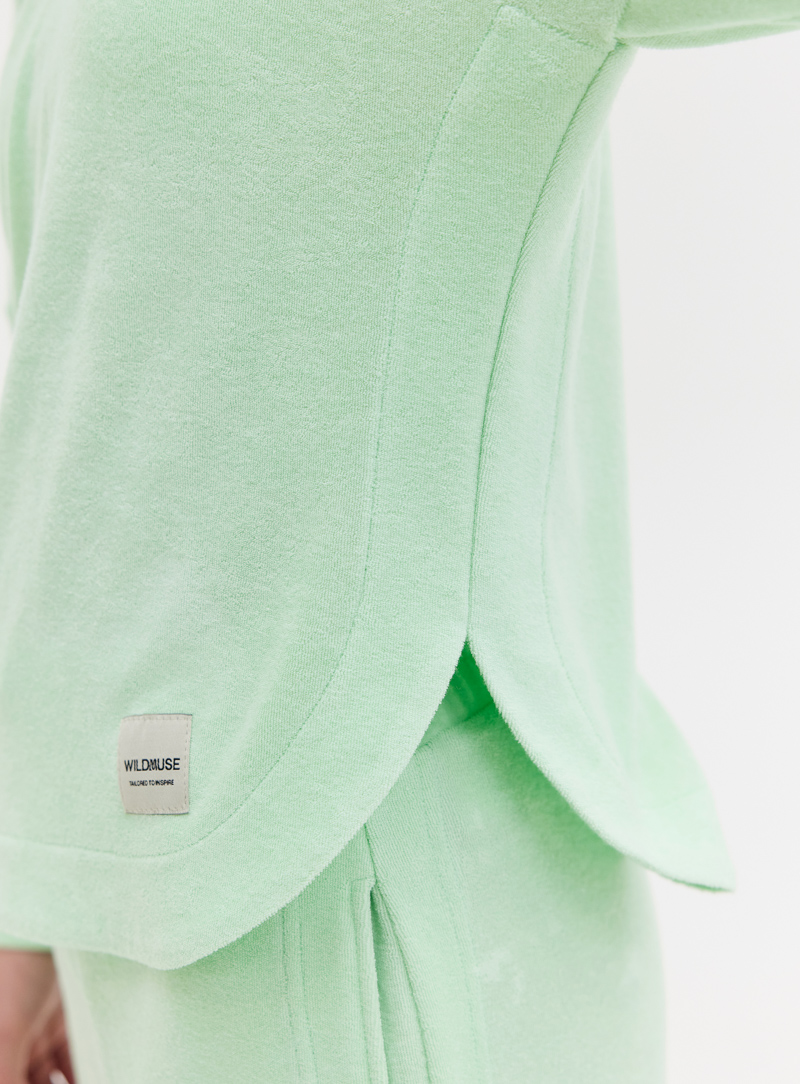 TOWEL V-NECK HOODIE - MINT 