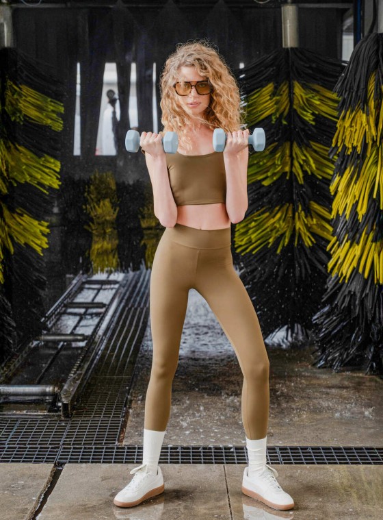 TWIST BACK LEGGINS - OLIVE
