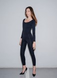 LONG - SLEEVE BALLET JUMPSUIT - BLACK